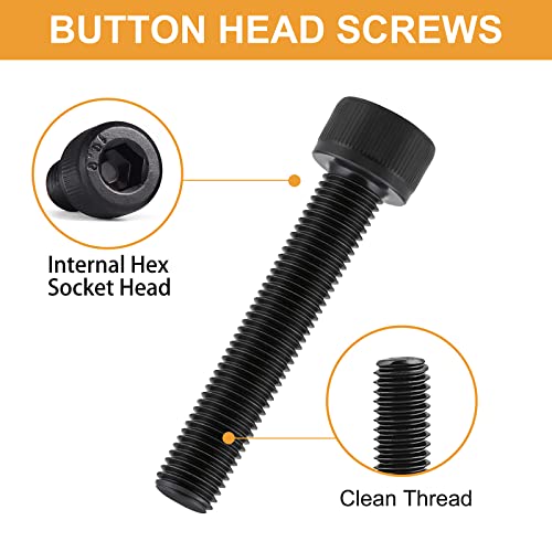 Vigrue M5 X 8/10/12/20/25/30Mm Socket Head Screws, 328Pcs 12.9 Grade Alloy Steel M5 Hex Socket Cap Machine Screws Bolts Nuts Washer Assortment Kit, Allen Drive #TOP2