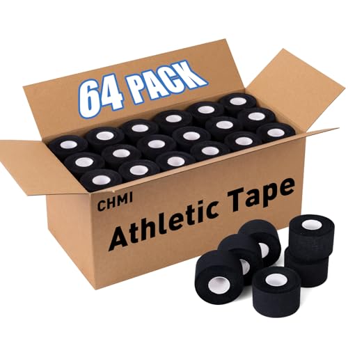 Image of CHMI Athletic Tape,Black Sports Tape (64 Pack), 640 Yards Rolls Very Strong Easy Tear NO Sticky Residue Best Tape for Gymnastics Climbing Bat Injuries Medical (1.5 Inch X 640 Yards).