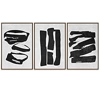 SIGNWIN 3 Piece Framed Canvas Wall Art Black and White Fish Canvas Prints Home Artwork Decoration for Living Room,Bedroom - 16