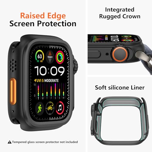 amBand M1 Rugged Case with Strap Compatible with Apple Watch Series 8/7 45mm, Durable TPU Military Sport Wristband with Bumper Protective Cover Designed for iWatch 6/SE/5/4/3/2/1 44mm 42mm Men