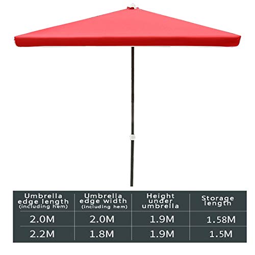 Summer Large Parasol Double-layer Umbrella Cloth, Outdoor Rectangle Collapsible Parasol Canopies Shade For Beach, Garden, Patio, Market, 200 X 200CM, 220 X 180CM (Red 2.2m*1.8m) - Afbeelding 4