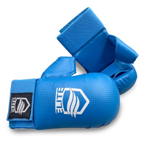Elite Combat Gear - Sparing Karate Gloves with Thumb Protection (Red & Blue) (Blue, M)