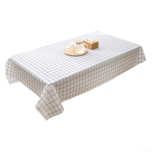 Oniissy Juego de 3 manteles gruesos a cuadros blancos y negros para mesas de comedor rectangulares con protección impermeable y resistente al aceite, 180 x 137 cm cada uno (110 x 160 cm, arroz perlado
