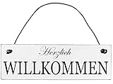 Anika Hermsen-Grallert, HomeYourself Shabby Chic Vintage Schild Herzlich Willkommen Dekoschild Türschild