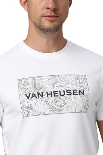 Image of Van Heusen Men Cotton Regular Fit Athleisure Graphic T-Shirt - Round Neck, Short Sleeve, Minimal Print