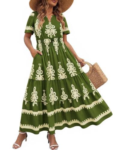 RITERA Plus Size Dresses for Curvy Women 3X Green Floral