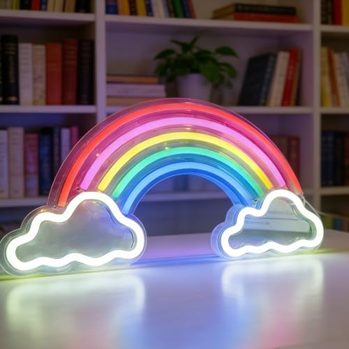 Lampara Arcoiris - Neon Led Lampara Quitamiedos Infantil Cable USB Alimentado, Luz Nocturna Infantil Neon Pared para Decoracion Habitacion Bebe y Decoracion Infantil Habitacion