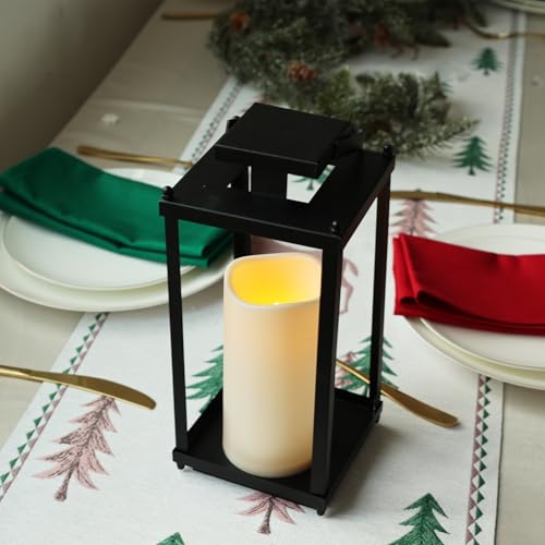 Image of NEEDOMO Lanterns Decorative Indoor& Outdoor, 13.4 inch Metal Tabletop Decor Lantern for Patio Home, Candle Holders for Home Kitchen Coffee Table Livinig Room Decor