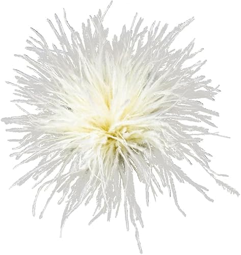 Image of Beige Feather Brooch Feathers Corsages for Party Wedding Dress Decorations Ostrich Feather Hair Clip Lapel Pins Headwear Hairpin Hairband for Women Girl