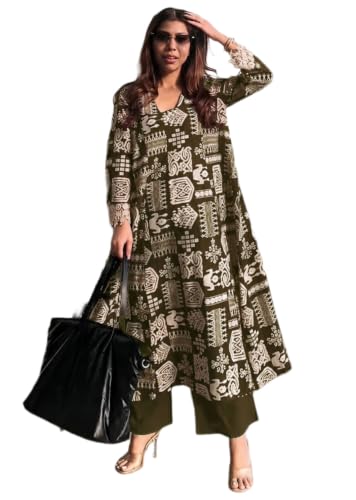Image of ANNI Designer Kurta Sets for Women Viscose Printed | Kurta with Dupatta Set | A Line Kurti Set for Women | Square V Neck 3 /4 Sleeve Ethnic Outfit | Designer Indian Kurti Stylish Clothing