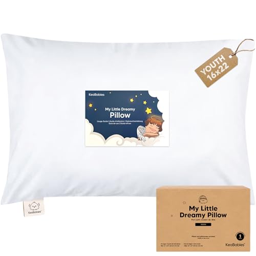 KeaBabies Youth Pillow 16x22 with Pillowcase, Organic Cotton