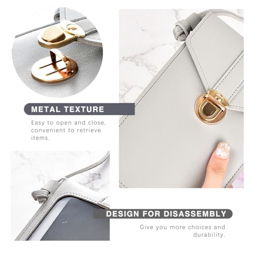 Women's Leather Crossbody Phone Bag Small Cellphone Purse Wallet Mini Waterproof Shoulder Bag with Card,Light Grey3