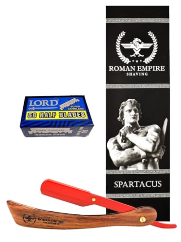 Roman Empire Shaving Spartacus New Rasierer | Professioneller Herrenrasierer für Bart, Schnurrbart und Konturen mit 50 Klingen Lord Super Stainless