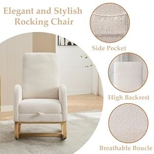 Nurseryrockingchairwithfootrestupholsteredgliderchairwithtwosidepocketshighbacknursingchairrockeraccentarmchairforbedroomlivingroomivory Urban Country Home Decor Nursery rocking chair with foot rest upholstered glider chair with two side pockets high back nursing chair rocker accent armchair for bedroom living room ivory urban country home decor