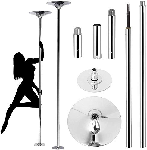 45mm Professional Portable Spinning Dance Pole, 2.2m-4m Adjustable, Upgraded set, Stripper pole for home Portable Removable Static Dance Sport Exercise Fitness for Home Gym Club Party Pub