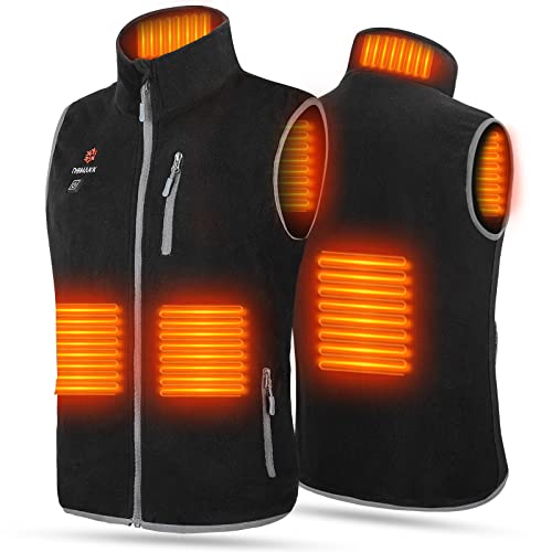 nomakk NOMAKK Men's Polar Fleece Heated Vest with 7.4V 16000mAh Battery Power, 4 Heating Zones, Material: 100%Polar fleece, Black, Small