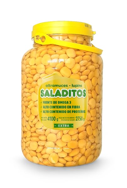Saladitos - Frijoles blancos de altramuces cocidos y conservados en salmuz - Frijoles de altramuces en paquete 2750g