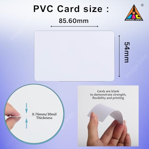 Image of ImageInfo PVC ID Card Super White for Epson Direct ID Card EcoTank L8050 | L18050 | New L8100 Printers - 230 Cards with Premium Inkjet Coated PVC Media.