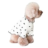 PetGround 犬服 ハートロングスリーブ 春 夏 かわいい 長袖 犬の服 女の子 春夏 秋冬 防虫 小型犬 中型犬 猫 ペット用品 (M,ホワイト)