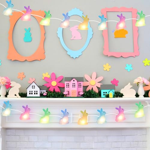 Luces de conejito para Pascua 8.5 pies 10 LED colores miniatura 4
