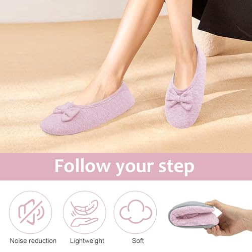 OFFCUP Damen Hausschuhe, Memory Foam Leicht Frottee Hausschuhe, Gemütlich Ballerinas Faltbare Ballerinas Hüttenschuhe Indoor Antirutsch Baumwolle Warme Slippers