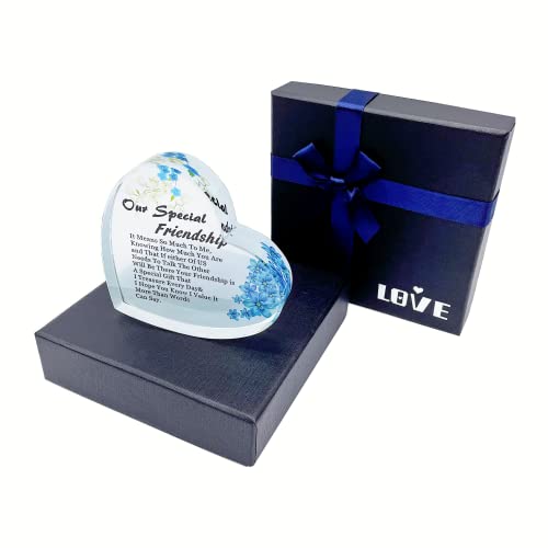 Crystal Glass Heart Best Friends Birthday Gifts for Women Men Birthday Gifts for Friends