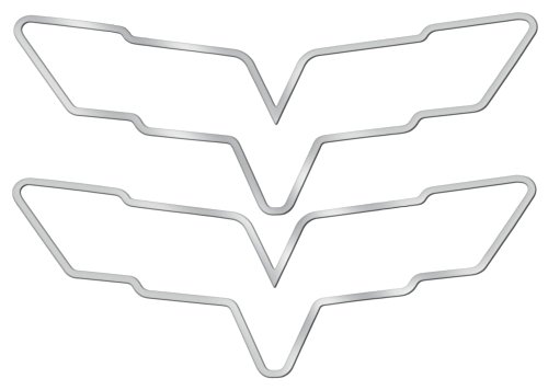 2005-13 Corvette Polished Front & Rear Crossed Flags Emblem Border Rings - Pair #TOP6