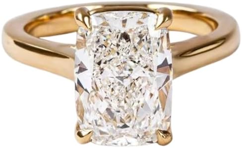 Elongated 4CT Cushiont Cut Diamond Engagement Ring, 14K Gold Plated,Wedding Ring For Women,Gifted For Her,Size 3-12.