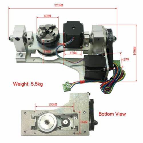Machine de gravure CNC 5ème axe rotatif avec mandrin pour routeur CNC DIY