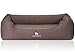 Knuffelwuff Orthopädisches Hundebett Leano aus Velours mit Handwebcharakter XL 105 x 75cm Braun - abnehmbarer Bezug - waschbar - für große, mittelgroße und kleine Hunde