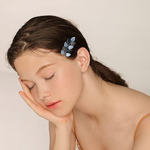 DonLeeving 2 PACK Crystal Flower Leaf Hair Clips Fashion Sparkly Glitter Rhinestones Hair Barrettes Hairpin Hair Styling Accessories miniatura 7