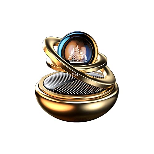 Image of Riloer Car Aromatherapy Diffuser, Car Air Fresh Device, Car Aroma Ring Ornament, Car Decoration Accessories, Rotating Car Perfume Solar Energy Car Aromatherapy, Gold