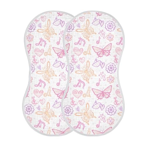 xigua Butterflies Muslin Baby Burp Cloths Set of 1, Super Soft & Absorbent Burping Rags, Cotton Burp Clothes Shower Gift for Newborn, Baby Girls and Boys2