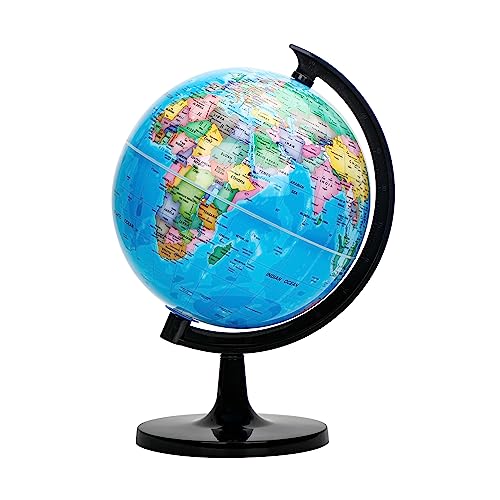 EXERZ 25cm World Globe Political Map - Educational Geographic School Globe - Self Assembled - 25cm Diameter