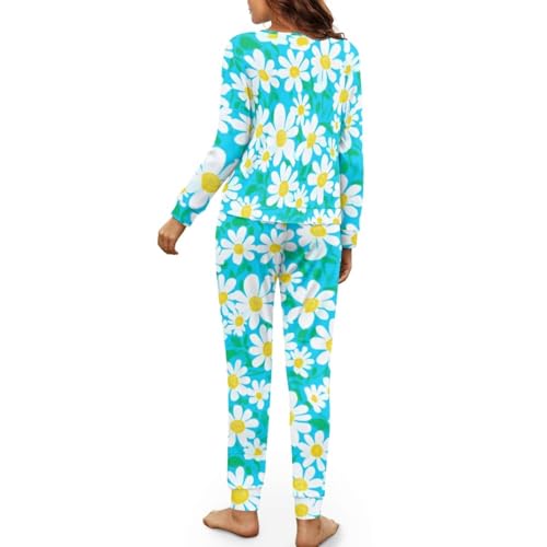 Image of Women's Pajamas Set Soft 2 Piece Loungewear Long Sleeve Pj Set Matching Sleepwear with Pockets for Women Plus Size