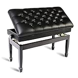 JKJZSALJ Leder-Klavierbank Deluxe Duett Klavierbank mit Notenfach, 10 cm höhenverstellbarer Klavierhocker Kunstleder Klavierhocker Keyboardbank