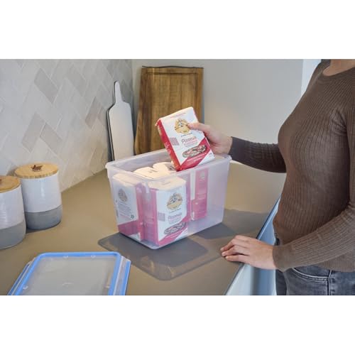 EMSA Clip & Close Frischhaltedose, rechteckig, 10,6 L, Maxiformat, Aufbewahrungsbox, 100 Prozent dicht, spülmaschinen-, gefrier-, mikrowellenfest, Transparent, Blau, Made in Germany, 508549