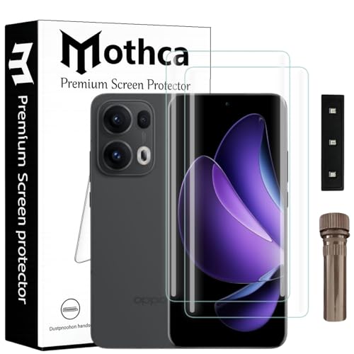 Image of Mothca Curved UV Tempered Glass Screen Protector for Oppo Reno 13 Pro | Transparent | Pack of 2 | Borderless Full Screen Coverage with UV Installation Kit