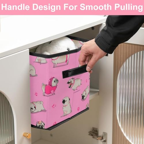 Boîte de rangement pliable cube rose à motif carlin pour placard - 7