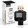 MOES Water Flow Meter with Brass Inlet Metal Thread, Measure Gallon/Liter Consumption and Flow Rate for RV Water Tank Filling, Outdoor Garden Hose Watering, Lawn Sprinkler and Nozzle Sprayer