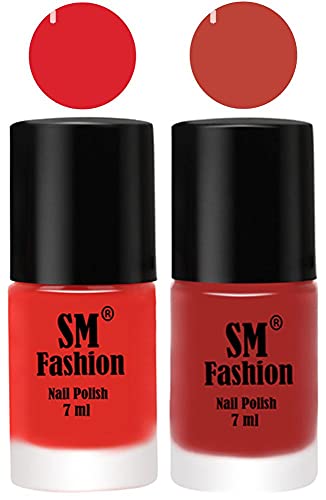 Image of Long Lasting Nail Polish | Nail Paint Combo 7 ml Each) - Set of 2 Candy Orange-Dark Nude