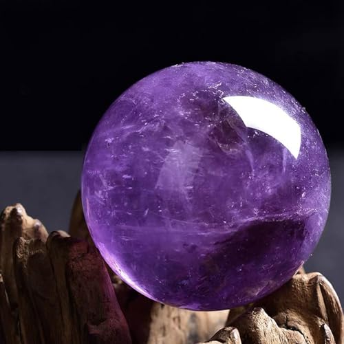 Cristal d'améthyste violet en sphère de 40mm, idée cadeau déco avec socle