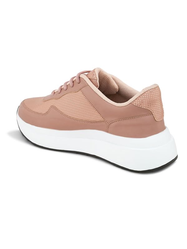 Image of XE Looks White Lace-Up Platform Sneakers | Perforated Upper | Cushioned Insole | Casual & Walking Shoes for Girls & Women