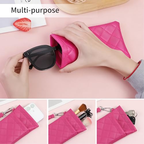 Image of Double Eyeglass Case Soft Dual Glasses Case for Women Men Travel Squeeze Top Sunglasses Cases Eyeglasses Pouch