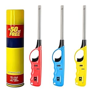 Aspect X3 Refillable BBQ Lighter – Adjustable Flame, Clipper Gas, Multi-Use for Kitchen, BBQ, Candles, Camping (Set of 4)