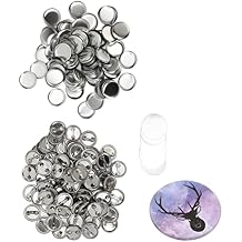 Blank Button Badge Parts Set Round Shape Rust Prevention Easy Print Button Pin Badge Kit for Button Making Machine DIY Gifts School Activities Iron Material 100 Sets 25MM