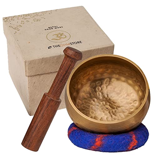 Ohm Store Tibetan Singing Bowl Set — Meditation Sound Bowl Handcrafted (3.5″ Gift Box)