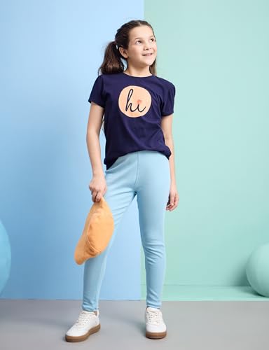 Image of Amazon Brand - Symbol Girl's Cotton Ribbed Stretchable Leggings | Ankle Length | Aged 2-14 Years