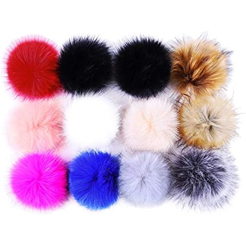 Faux Fur Pom Poms Balls for Hats Pompoms Knitting Crafts Bulk White Red Black Cover
