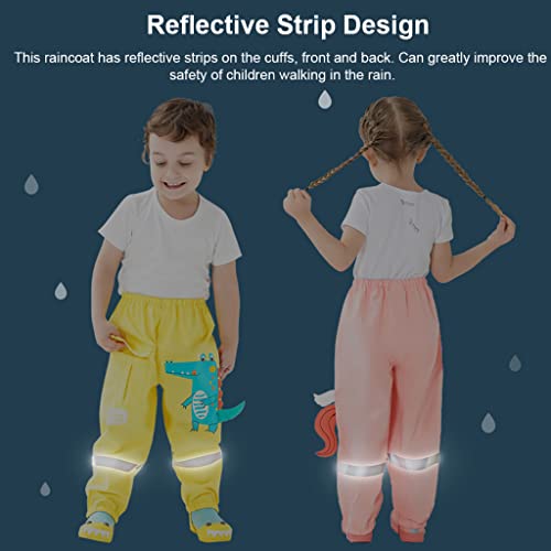 Kids Rain Pants Boys Girls Waterproof Trousers Toddlers Mud Dirty Proof with Stirrups Reflective Mud Pants for 1-8 Years4